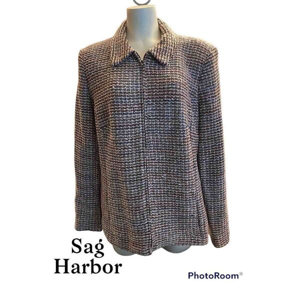 Sag Harbor SZ 14 Woman’s Beautiful Multicolored Soft Zip Up Jacket - Picture 2 of 8